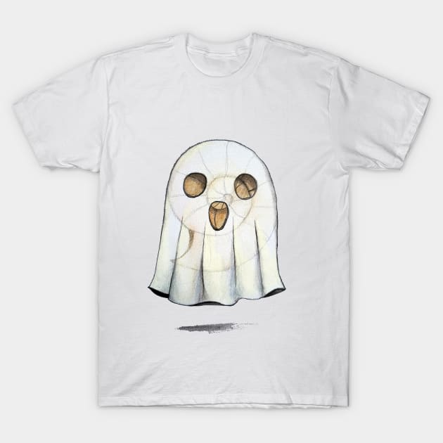 Ammonite Fossil Halloween Ghost T-Shirt by IndiasIllustrations